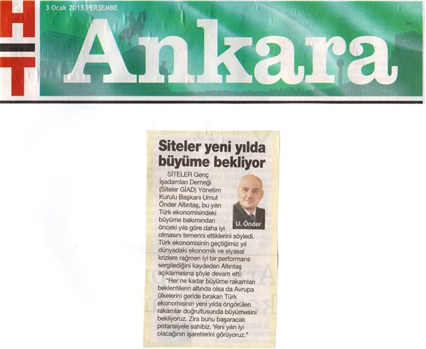 Siteler GİAD Başkanı Umut Önder Altıntaş  Siteler yeni yılda büyüme bekliyor ile ilgili basındaki yansımaları