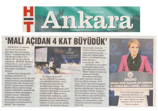 ANGİAD’a 2015’te 1 Milyonluk Bütçe-Basın Yansımaları