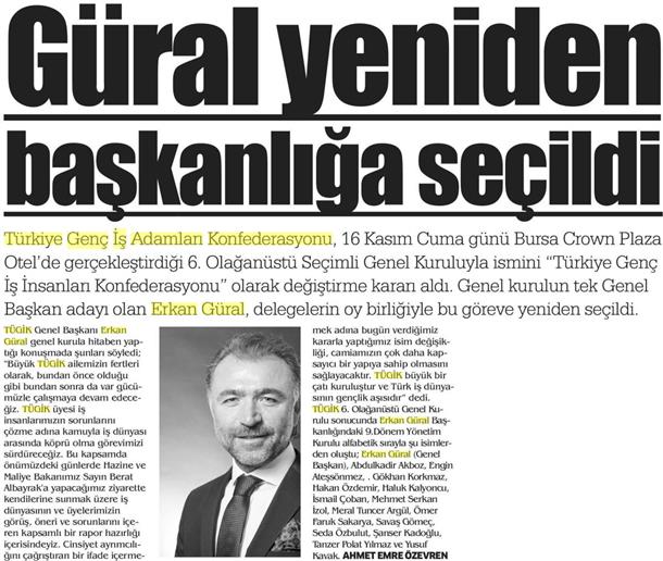 Erkan GURAL yeniden TÜGİK başkanlığa seçildi