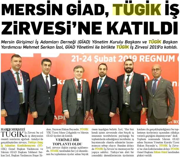 Mersin GİAD, TÜGİK İş Zirvesi'ne katıldı