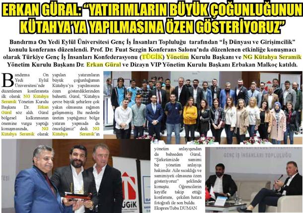 Erkan Güral   Yapılan yatırımların büyük çoğunluğunun Kütahya'ya yapılmasına