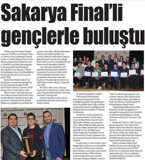 Sakarya Final'li gençlerle buluştu