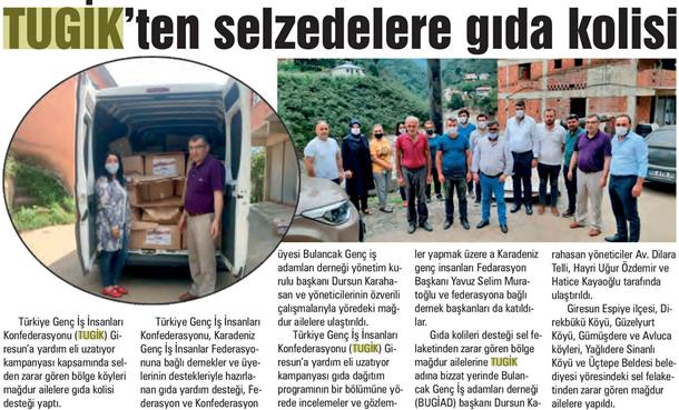 TÜGİK'ten selzedelere yardım.. Basın Yansımaları