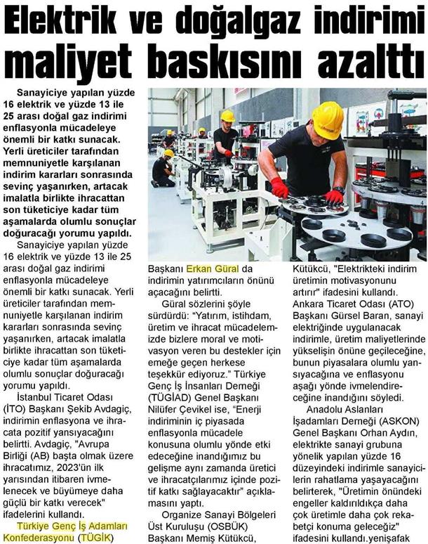 Güral: Elektriğin Fiyatında Sağlanan İndirimden Memnuniyet Duyduk