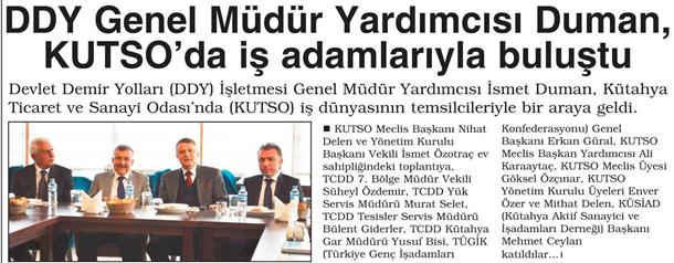 DDY Genel Müdür Yardımcısı Duman, KUTSO'da iş adamlarıyla buluştu
