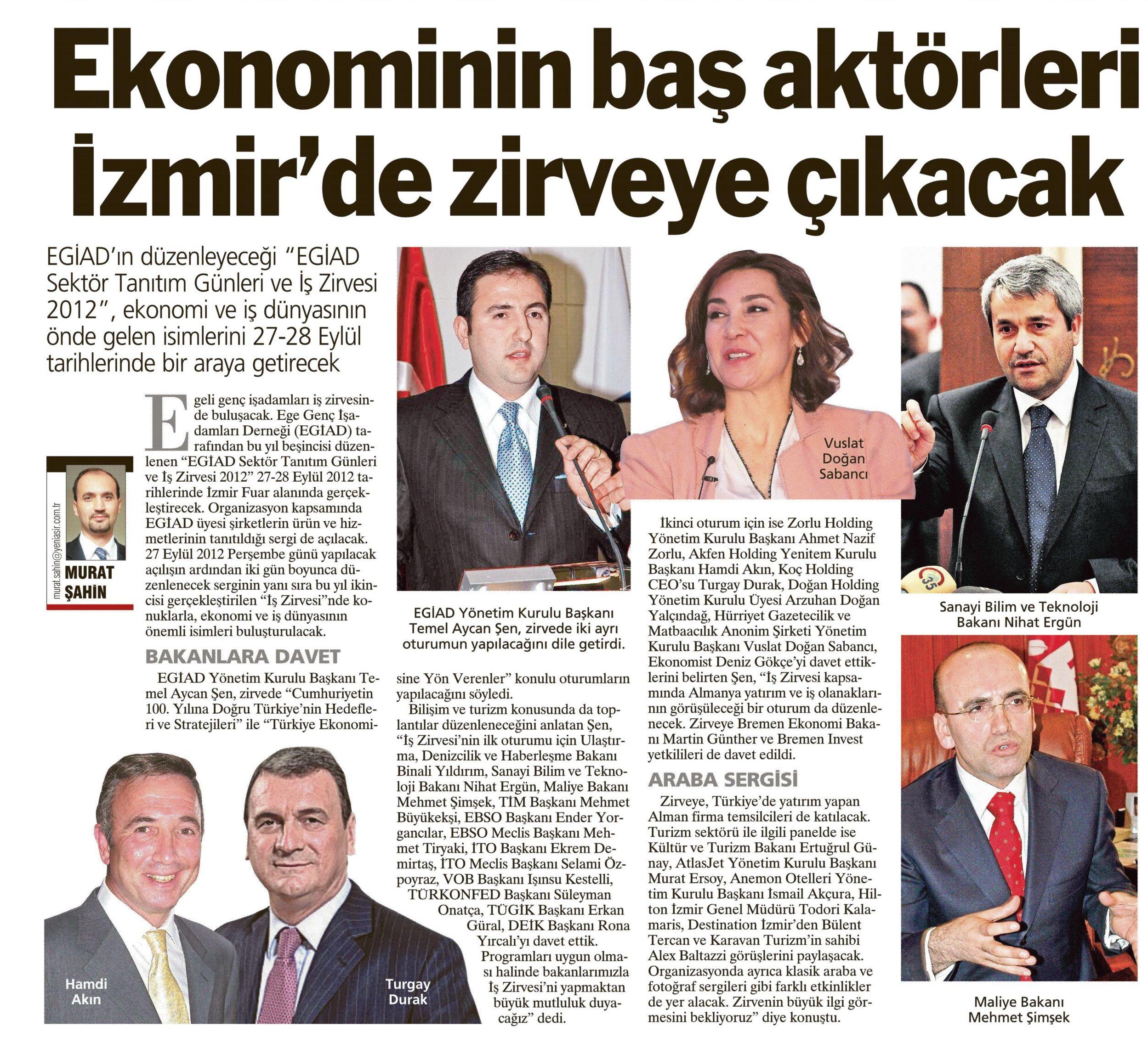 Ekonominin baş aktörleri İzmir ' de zirveye çıkacak