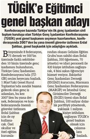 TÜGİK'e eğitimci genel başkan adayı.