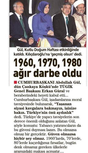 CUMHURBAŞKANI Abdullah Gül, dün Çankaya Köşkü'nde TÜGİK Genel Başkanı Erkan Güral ve beraberindeki heyeti kabul etti.