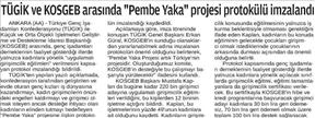 TÜGİK ve K0SGEB arasında  Pembe Yaka  projesi protokülü imzalandı.