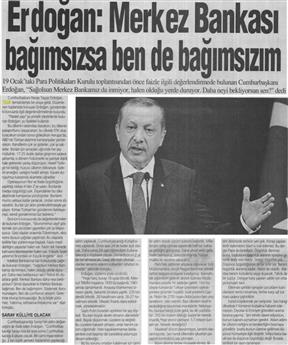 Erdoğan: Merkez Bankası bağımsızsa ben de bağımsızım.