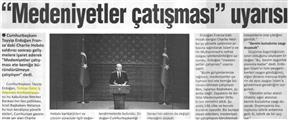  Medeniyetler çatışması  uyarısı.