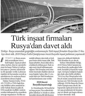 Türk inşaat firmaları  Rusya'dan davet aldı.
