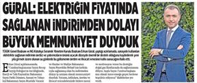 Güral: Elektriğin Fiyatında Sağlanan İndirimden Memnuniyet Duyduk.