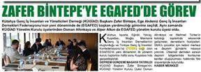 Zafer Bintepe'ye EGAFED de görev.